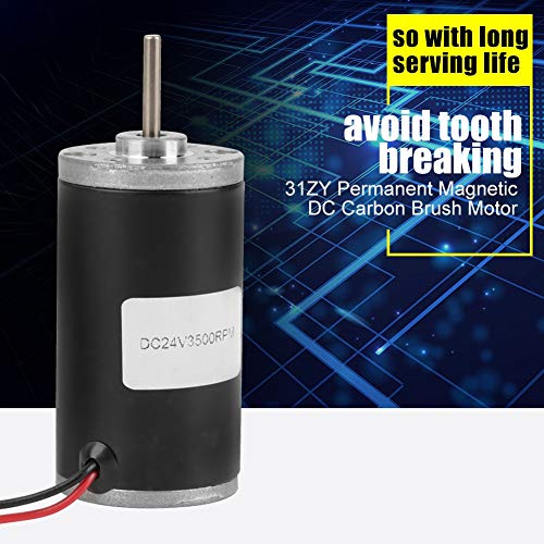 Walfront High Torque DC Motor 31ZY 6V/12V/24V 3500-8000rpm Permanente Magnet Motor High Speed CW/CCW(24V/3500rpm)