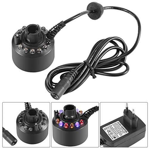 Mist Maker, Nebler, Ultrasound Mist Maker 1pc 12Led kleurrijke Mist Maker voor fountain vijver met Power Adapter 110 240V US Plug, Eenvoudig 5