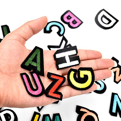 52 stuks Alfabet A-Z stof Patches voor kleding strijkijzer op ijzer op ijzer op naaien geborduurd voor jasjes Jeans tassen hoeden schoenen DIY multi-kleur