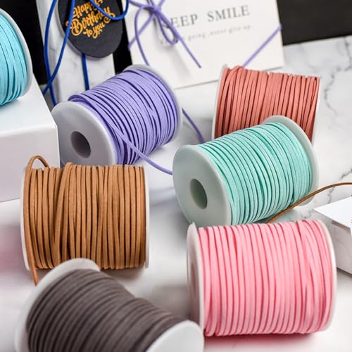 3 mm x 45 m, lederen band, Faux Suede Cord, lederen koord, Craft Cord, Loop Band, Gift Ribbon voor doe-het-zelf sieraden, Kettingen, armbanden, haarbogen, Scrapbooking, Cadeau, Verpakking 4