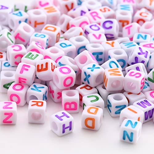Acryl brief kralen 400 st 8mm witte kralen zwarte letters alfabet kralen A tot Z kubus voor DIY het maken van armbanden ketting sieraden