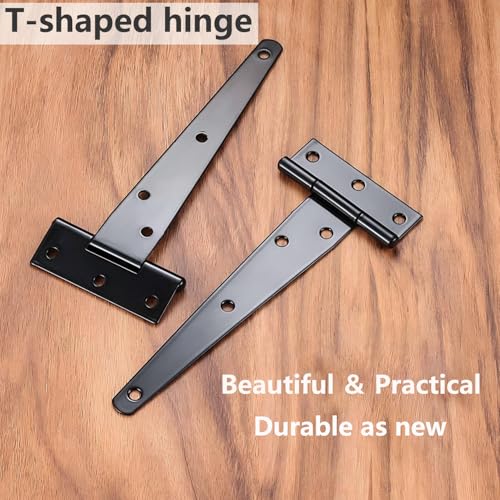 2 stuks T scharnieren,T Gordel Zwarte Deur Scharnieren, met bevestiging Schroef, Hole Barn Scharnieren, T-Belt Scharnieren voor Sanding Windows, Fence, 150m m 3
