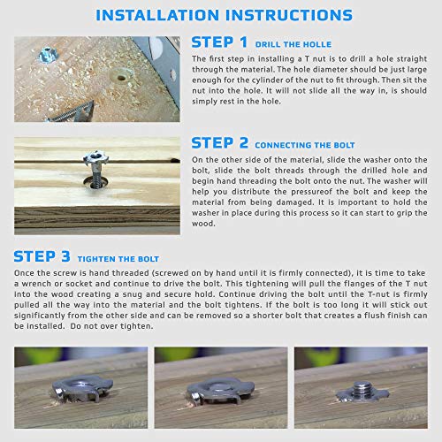 M6 T-Nuts (pakket van 10) Legering Staal Metaal Gegalvaniseerde Klauw Not Four-Point Tee Vier Pin Houtbewerking Meubilair DIN 1624 3
