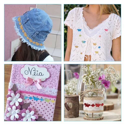 Kant trim Vlinder Ribbon Floral Ribbon paars geborduurd Appliques Kant trimmen voor naaien ambachten haak breien bruiloft decoratie 40m 3