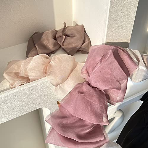 Big Hair Bows Clip Hair Clips voor vrouwen Meisjes Vrouwen Chiffon Tulle Bows Big Hair Clips Hair Clip Hair Accessoire voor bruiloft feest dagelijks dragen 5