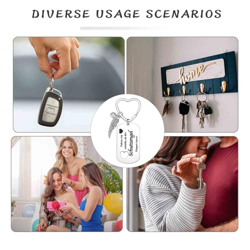 Sleutelhanger Hartbeschermer Angel Car Drive Safe Key Chain Roestvrij staal Lucky Charm Auto Rijbewijs Cadeau voor Familie Zilver Nee, siliver. 4