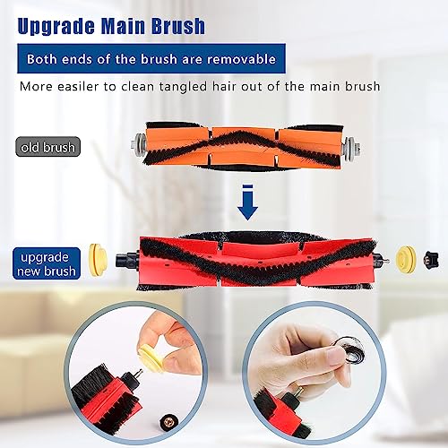 13 Piece Set voor Xiaomi Roborock S6 S60 S65 S5 MAX S6 MAXV S6 Pure Stofzuiger Accessoires, 1 Roller Penselen, 2 Filters, 4 Mop Lakens, 4 Side Penselen, 2 Schoonmaakmiddelen(Wit) 3