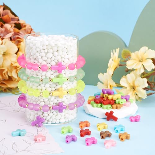 Acryl Kruis Kralen Crack Chunky Crucifix Crucifix Loose Spacer Kralen Bulk voor Pasen DIY ambachten ketting armband sieraden maken 100 st