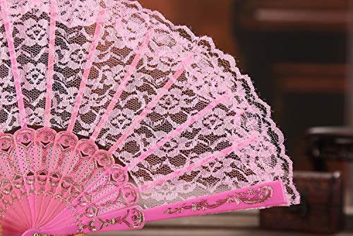 Vrouwen Ventilator Stof Ventilatoren Bruiloft Ventilatoren Kant Vintage Spaanse Barok Victoriaanse Zomer Vouw Ventilator voor bruiloften Verjaardagsfeest Kostuum Halloween Carnaval Danshand Ventilator 4