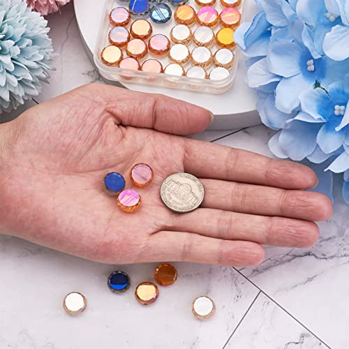 40 st Galvaniseren Glazen Kralen AB Kleur Facet Flat ronde Spacer kralen Crystal Glas Losse kralen voor sieraden maken DIY armband oorbellen 11.5x5m m