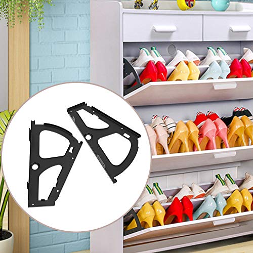 Schoenkast met scharnieren, enkele laag, met bevestigingsaccessoires, zwart 4