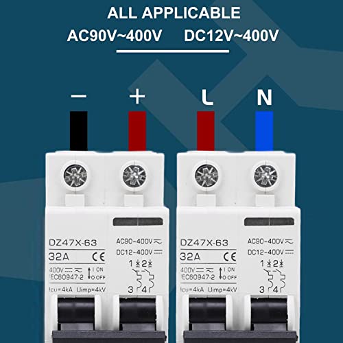 Miniature Circuit Breaker 400V AC DC 2P 32A Din Rail Mount Overload Protection Home, Luchtschakelaar voor residentiële verlichting distributielijnen, zonne-PV-systeem 4