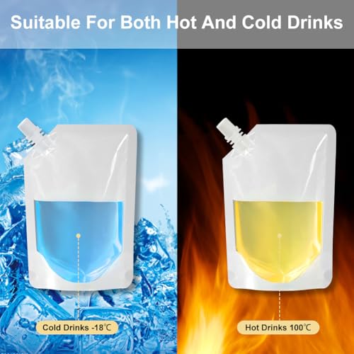6 Stuks Drinktassen voor Festivals, Navulbare Drinkzakken, Duidelijke Plastic Flessen voor Reizen, Herbruikbare Leakproof Reizen Drinktassen, Picknick Camping Party Halloween Warm 5