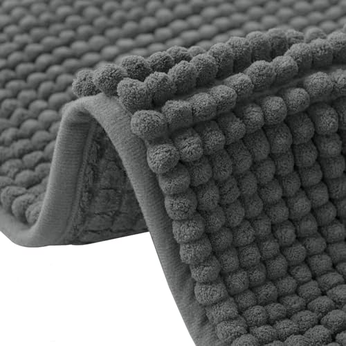 Chenille vloermat (grijs, korte pluis) 40 x 60 cm