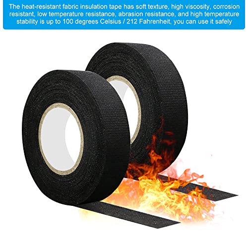 Verpakking van 4 Textiel Band Zwart draadharnas Kleefband Car Isolatie Tape Stof Tape 19 mm x 15 m Gepantserde kleefband voor huishoudelijke automotor 3