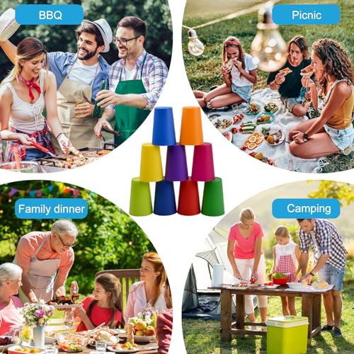 Verpakking van 9 kleurrijke bekers voor kinderen, herbruikbare plastic beker, 9 kleuren, 160 ml, picknick bekers, waterglazen gemaakt van harde kunststof voor keuken, feest, camping, barbecue, reizen 5