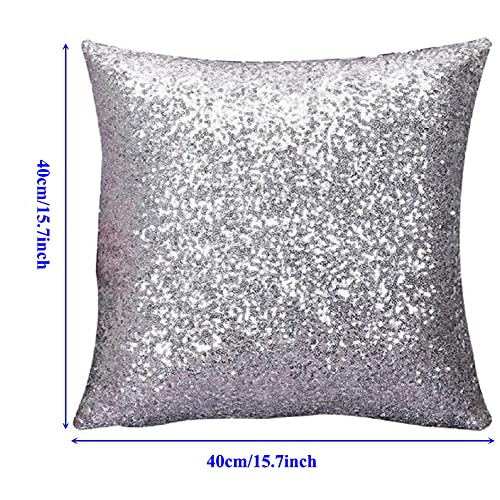 Kussenhoes 40 x 40 cm Sequins Silver Grey Sofa Kussen Hoes voor Home Cafe Decoratie Pack van 2 5