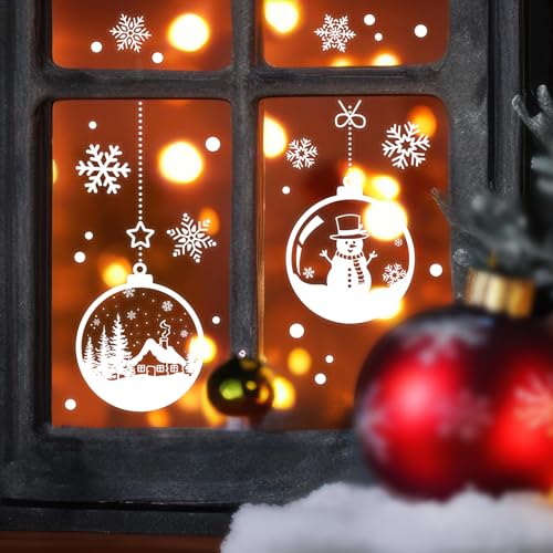 5 Vellen Kerstramen Klemmen Sneeuwvlok Stickers Herbruikbare Xmas Ball Window Klingen voor Kerstmis Winter Decoraties Party Ornamenten 3