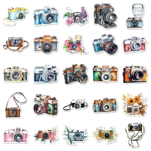 Retro Camera Stickers voor tieners Volwassenen 50 stuks Retro Camera Waterdichte Vinyl Stickers Set Auto Motorfiets Fiets Skateboard Snowboard Bagage Laptop Koffer Helm Motorfiets Motorrijwiel