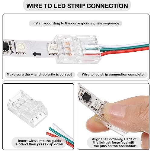 5m 22 AWG 3 Pin LED Strip uitbreiding Kabel DC 12V-24V Verbindingskabel + 10 st 3 Pin 10mm LED Strip Connector voor SMD 3528 2835 5050 5630 Plain LED Strip & Overig DC 12V, 24V LED 5