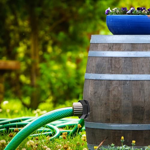 PVC Bulkhead Fitting met dop NPT1/2 Vrouw x GHT 3/4 Inch Man, 4 stuks Dubbele Threaded Bulkhead Water Tank Connector met Sealing pakking voor regenemmer, wasbakken, Aquariums, Zwart 5