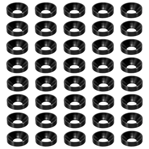 M4 Fresh Washer met verzonken kop, 40 stuks geanodiseerde aluminiumlegering voor mechanische accessoires, DIY Model Onderdelen, Zwart