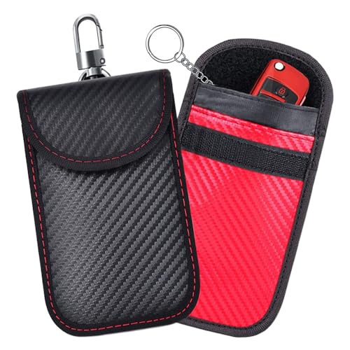 2 Pack Faraday Pouch autosleutels signaalblokker geval RFID blokkeren autobeveiliging zak met haak sleutelhanger