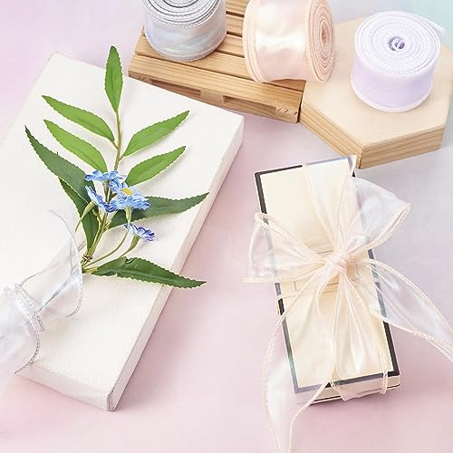 Iridecent Organza Ribbons Clear Chiffon Ribbon Shimmer Sheer Regenboogkleur 43MM Gift Wrapper Ribbon Christmas Wedding Boeket Decoratie Ribbon Bow Ribbon