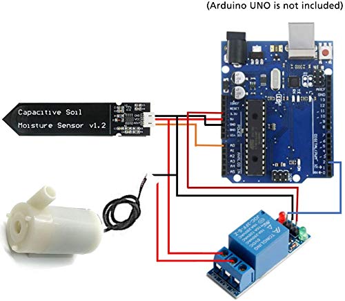 Automatische irrigatie Kit voor Arduino DIY, vloervochtigheidsdetectie + 5 V, 1 kanaal, Relaismodule + Mini Micro dompelbare waterpompen + 1 m, Transparante slang voor tuin, Plantenbloem 4