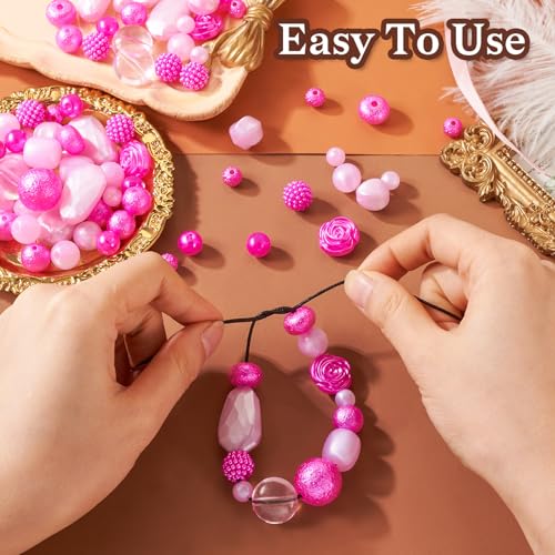 100g Roze acryl Kralen Rose Bloem Spacer Kralen Ronde Teardrop Assorted Craft Kralen Bulk voor Lanyard Keychain armband sieraden maken 4