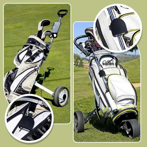 Golftas-padaccessoires, golftas, metalen landingspad voor snelle toegang tot afstandsmeter, golfhanddoeken, riemclip, golfuitrusting en accessoires, met twee magische tape-riemen 4
