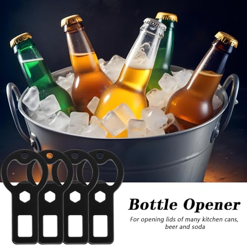 Flesopener, 4 stuks metalen platte bieropener met draagband, flesopener clips met hangkoord draagbare flessendop Opener voor Home Bars Restaurants Bier Soft Drink 3