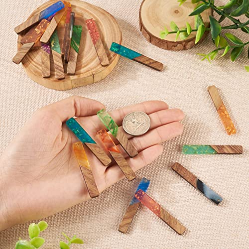 20st/10 paar Hars Walnut Houten Hangers Rechthoekige Charm met Gold Foil Patchwork Hangers voor DIY Ketting oorbellen hangen sieraden maken 4