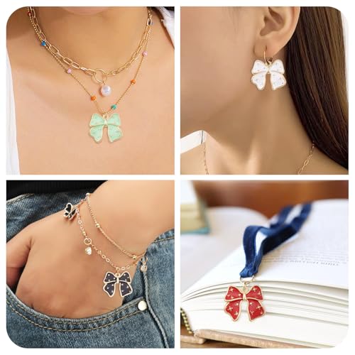 Bowknot hangers 5 kleuren Bow Dangle Charms Lovey Bowknot hangers Gold Frame voor meisje vrouwen oorbellen ketting Crafting sieraden maken 3