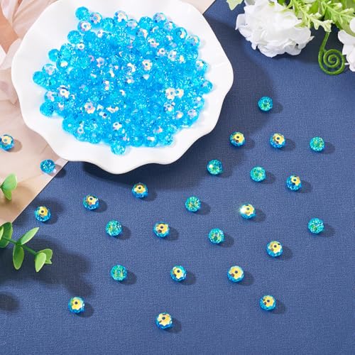 200Pcs Blauw Facet Glazen Kralen 8mm AB Kleur Crystal Rondelle Glas Spacer Kralen Galvaniseren Glazen Chunky Kralen voor DIY armband ketting oorbellen sieraden maken 3