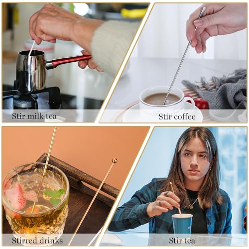 4 st Roestvrij stalen koffie roerstok Sticks Cocktail Dranken Tropical Stirrrer Rods Herbruikbare koffiebar roerders Chocolade Melk met kleine rechthoekige paddles Stirlers voor Hot 5
