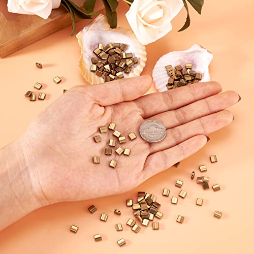 200st 2-Hole Galvanic Glazen Zaad Kralen Platte Tila Kralen Rechthoekige Spacer Kralen Goud Vergulde Carriage Kralen voor sieraden maken Multi-Strand Armbanden DIY 4