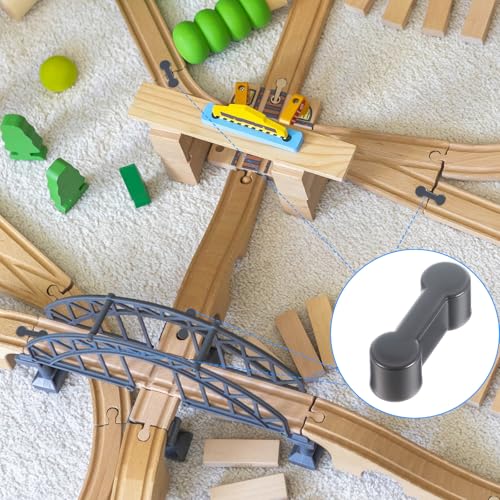 Pak van 20 houten rails, adapter connectoren, universele houten spoor houten spoorweg accessoires, robuustheid, houten spoorverbinding adapter, voor DIY speelgoed spoorwegen 5