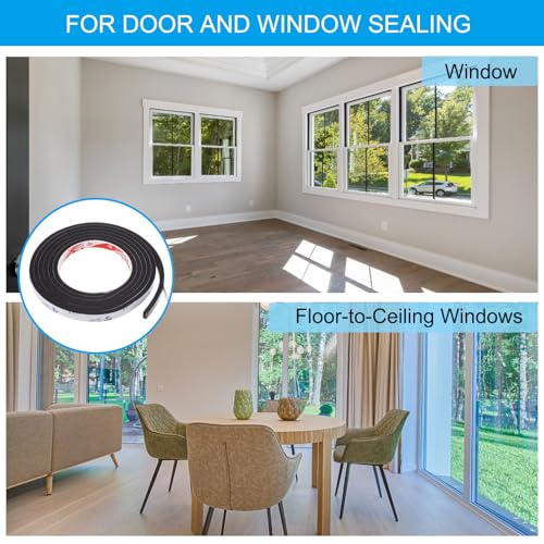 2M Afdichtingsschuimtape, 3cm breed, 8mm dik, Single Side Weather Stripping Deur Seal Strip voor raamdeur isolatie, zwart 5