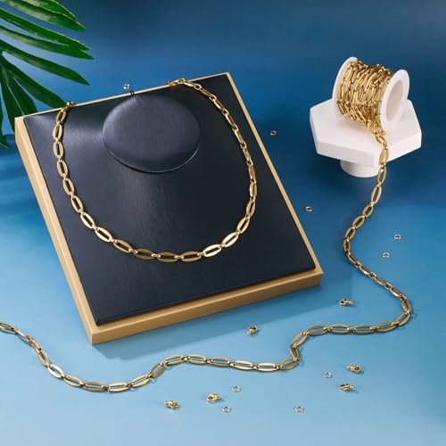 Gouden Ovale Link Kettingen sieraden maken Kits Genuine 18K Gold Plated Curb Kettingen met kreeft Claw Clasps Spring Ring Roestvrij staal Supply Chain voor DIY ketting armband sieraden
