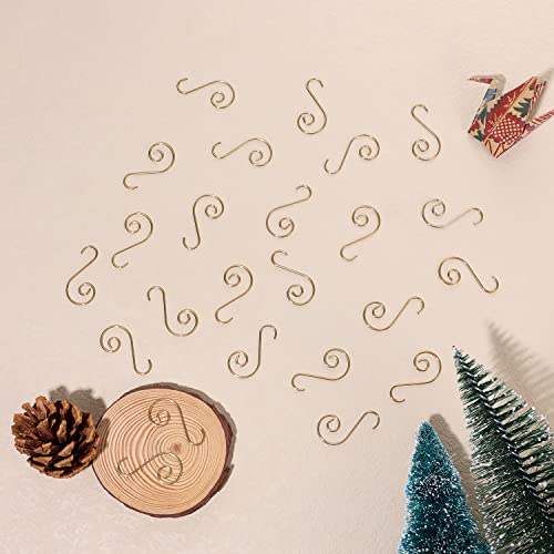100st Kerst Hooks, Kersthaakjes voor ornamenten met opbergdoosje Kleine metalen draad haken voor opknoping Kerstboom decoraties Festival decoraties (Goud) 3