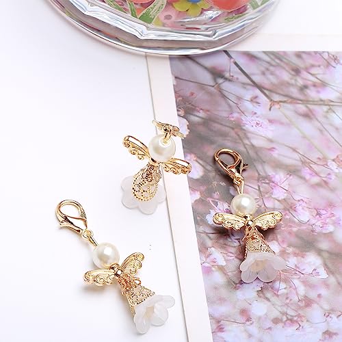 Sleutelhanger Engel van Parels, Guardian Angel Lucky Charm, Guardian Angel Keychain, Guardian Angel Jewelry, Christenhanger, Doop Giften (B-KC Gold), Zink 4