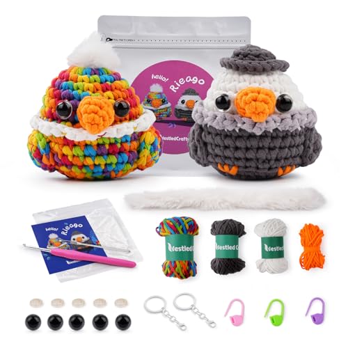 NesteldCrafts haak Set, Complete haak Set voor beginners en volwassenen, Breiset, Zachte garen, IJs Stripe lijn, Gift voor verjaardag, Stap-voor-stap Video instructies (Adelaar, Parrot)