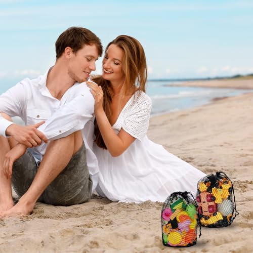 Verpakking van 6 Mesh Trekkoord Tassen Black Mesh Bag Nylon Bag Small Mesh Bag Drawstring Bag voor Tennis Reis Speelgoed Cosmetics, 6 stuks (10*15cm), minimalistisch 5