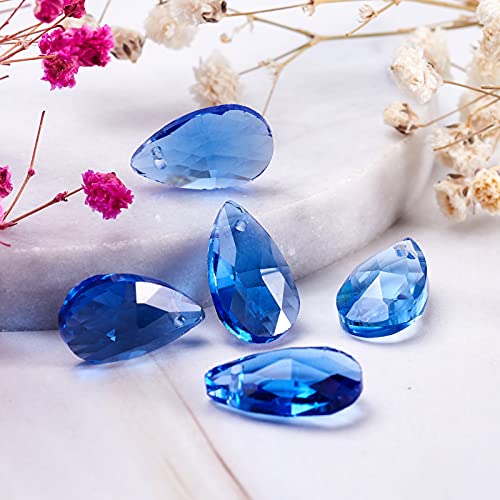 100 st Teardrop glazen kralen, Royal Blue, Facet Village Crystal kralen, Top Geborsteld hanghangers voor juwelen maken Chandelier Home Ophangen Decor, Gat: 1mm 3