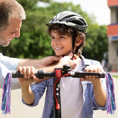 Bike Streamers, 2 Set kleurrijke Scooter Handlebar Tassels Handgrepen Libbon Accessoires Decoraties voor meisjes fiets driewielers, zilver/rood wit blauw 5