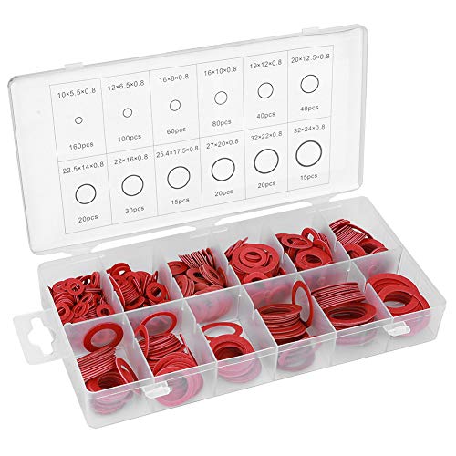 fiber dichtungen sortiment, 600 Stück rote Vulkanfiber-Unterlegscheiben-Dichtung 600st Rood Vulcanized Fiber Gasket Dichtung Steel rundes Insulierpapier rotes Stahlpapier-Sortiment-Kits Paper Sorteren