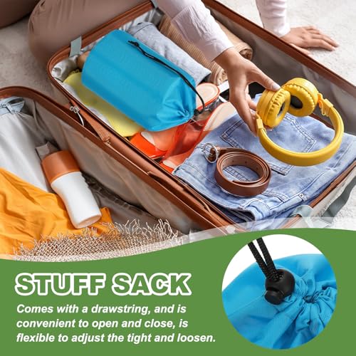 Stuff Sack, 5 x 10 Inch Waterdichte Outdoor Opbergzak Draagbaar Koordstof Valve Bag Lichtgewicht slaapzak voor Camping Wandelen Rugzak, Blauw 4