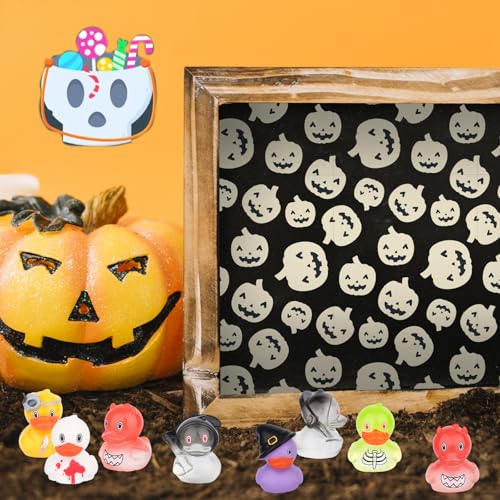 30st Halloween Mini Hars Eenden, 6 Styles Miniatuurfiguren Grim Reaper Demon Zombie Ghost Imp Witch Halloween Thema Kleine eenden voor Tuin Landschap Poppenhuis Decoraties Party Favors 5