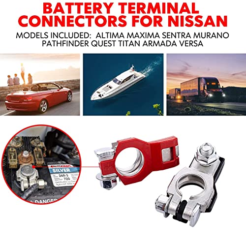 Batterijklemmen set, 2 stuks positieve negatieve batterijterminal set 243407F000 243407F001 Autokabel Connector Clamp Vervanging voor INFINITI 4